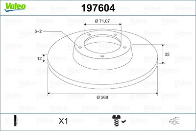 Valeo 1x Bremsscheibe [Hersteller-Nr. 197604] für Citroën, Ds, Opel, Peugeot, Vauxhall von VALEO