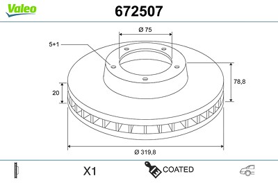 Valeo Bremsscheibe [Hersteller-Nr. 672507] für BMW von VALEO