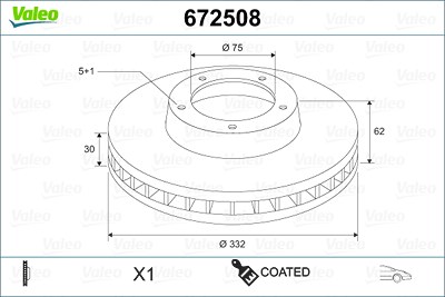 Valeo Bremsscheibe [Hersteller-Nr. 672508] für BMW von VALEO