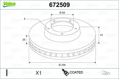 Valeo Bremsscheibe [Hersteller-Nr. 672509] für Nissan von VALEO