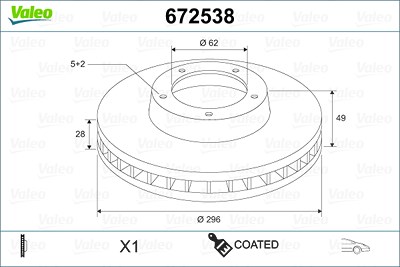 Valeo Bremsscheibe [Hersteller-Nr. 672538] für Toyota von VALEO