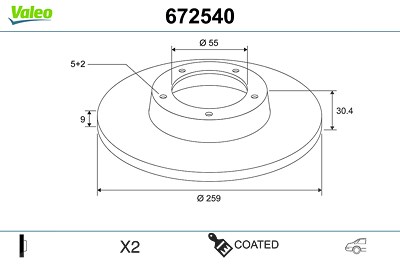 Valeo Bremsscheibe [Hersteller-Nr. 672540] für Lexus, Subaru, Toyota von VALEO