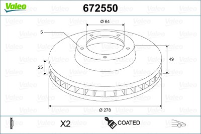 Valeo Bremsscheibe [Hersteller-Nr. 672550] für Ford, Volvo von VALEO