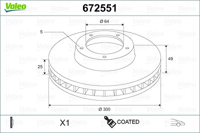 Valeo Bremsscheibe [Hersteller-Nr. 672551] für Volvo, Ford von VALEO