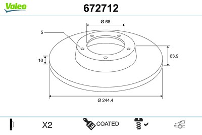 Valeo Bremsscheibe [Hersteller-Nr. 672712] für Audi, Skoda, VW von VALEO