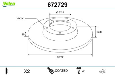 Valeo Bremsscheibe [Hersteller-Nr. 672729] für Hyundai, Kia von VALEO