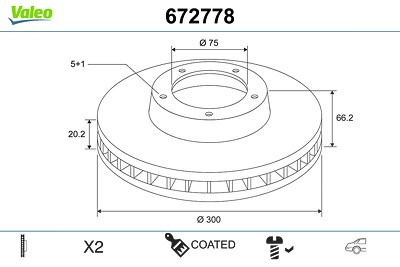 Valeo Bremsscheibe [Hersteller-Nr. 672778] für BMW von VALEO