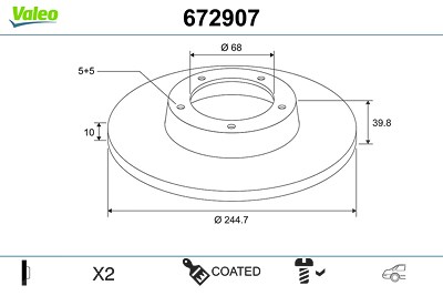 Valeo Bremsscheibe [Hersteller-Nr. 672907] für Audi, Seat von VALEO