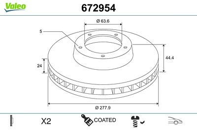 Valeo Bremsscheibe [Hersteller-Nr. 672954] für Ford von VALEO