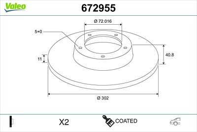 Valeo Bremsscheibe [Hersteller-Nr. 672955] für Mazda von VALEO