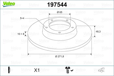 Valeo Bremsscheibe Hinterachse Voll [Hersteller-Nr. 197544] für Audi, Cupra, Seat, Skoda, VW von VALEO