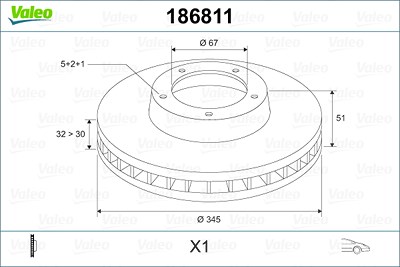 Valeo 1x Bremsscheibe [Hersteller-Nr. 186811] für Mercedes-Benz von VALEO