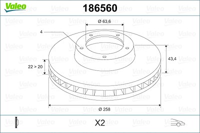 Valeo Bremsscheibe Vorderachse Belüftet [Hersteller-Nr. 186560] für Ford, Mazda von VALEO