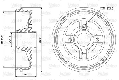 Valeo 1x Bremstrommel ohne Radlager Hinterachse [Hersteller-Nr. 237008] für Renault, Peugeot, Dacia von VALEO