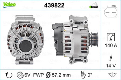 Valeo Generator [Hersteller-Nr. 439822] für Audi, VW, Seat, Skoda von VALEO