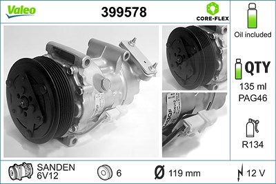 Valeo Kompressor, Klimaanlage [Hersteller-Nr. 399578] für Citroën, Peugeot von VALEO