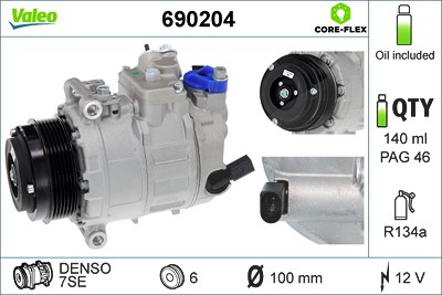 Valeo Kompressor, Klimaanlage [Hersteller-Nr. 690204] für VW von VALEO