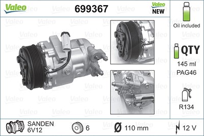 Valeo Kompressor, Klimaanlage [Hersteller-Nr. 699367] für Opel von VALEO