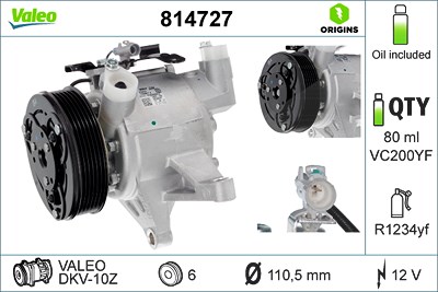 Valeo Kompressor, Klimaanlage [Hersteller-Nr. 814727] für Subaru von VALEO