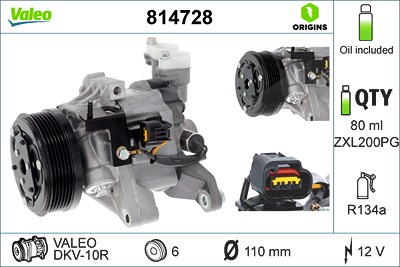 Valeo Kompressor, Klimaanlage [Hersteller-Nr. 814728] für Subaru von VALEO