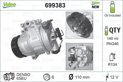 Valeo Kompressor, Klimaanlage [Hersteller-Nr. 699383] für Audi, Seat, Skoda, VW von VALEO