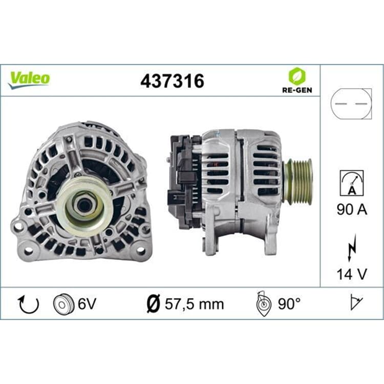 Valeo Lichtmaschine Audi A4 Seat Cordoba Skoda Fabia VW Caddy Golf von VALEO