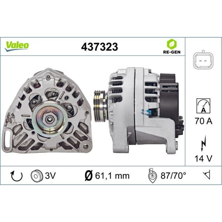 Valeo Lichtmaschine Nissan Kubistar Renault Clio Kangoo Thalia Twingo von VALEO