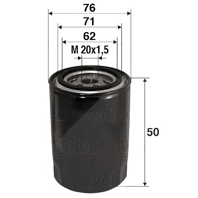 Valeo Ölfilter [Hersteller-Nr. 586001] für Alfa Romeo, Alpine, Dacia, Jeep, Lada, Lancia, Lexus, Mitsubishi, Nissan, Opel, Peugeot, Piaggio, Renault, von VALEO