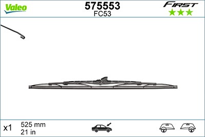 Valeo Wischblatt [Hersteller-Nr. 575553] für Alfa Romeo, Audi, BMW, Chrysler, Citroën, Daihatsu, Daimler, Fiat, Ford, Gm Korea, Honda, Jaguar, Jeep, K von VALEO