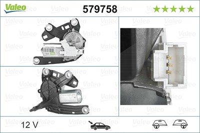 Valeo Wischermotor [Hersteller-Nr. 579758] für Citroën, Opel, Peugeot von VALEO