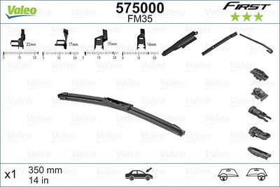 Valeo Wischblatt [Hersteller-Nr. 575000] für Abarth, Chevrolet, Daihatsu, Fiat, Ford, Honda, Hyundai, Jeep, Kia, Lancia, Mazda, Mitsubishi, Nissan, Op von VALEO