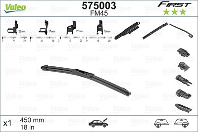 Valeo Wischblatt [Hersteller-Nr. 575003] für Alfa Romeo, Audi, BMW, Chevrolet, Chrysler, Citroën, Dacia, Daihatsu, Dodge, Fiat, Ford, Gm Korea, Honda, von VALEO