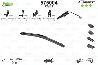 Valeo Wischblatt [Hersteller-Nr. 575004] für Kia, Lancia, Mazda, Mercedes-Benz, Mini, Porsche, Nissan, Opel, Mitsubishi, Skoda, Rover, Suzuki, Seat, R von VALEO