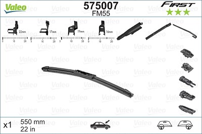 Valeo Wischblatt [Hersteller-Nr. 575007] für Alfa Romeo, Audi, BMW, Chevrolet, Chrysler, Citroën, Dacia, Dodge, Fiat, Ford, Ford Usa, Gm Korea, Honda, von VALEO