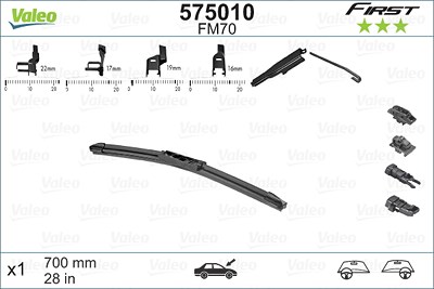 Valeo Wischblatt [Hersteller-Nr. 575010] für Ford, Fiat, Chrysler, Citroën, Lancia, Mercedes-Benz, Opel, Peugeot, Renault, Seat, VW von VALEO