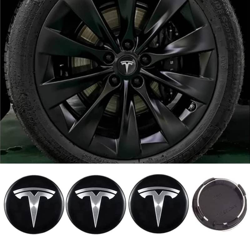 4 Stück Nabendeckel für Tesla Model Y 60mm, Wasserdicht Rostfrei Auto Radnabendeckel Zierdeckel, Felgendeckel Staubdicht Radnabenabdeckung Schmücken Zubehör von VALKEM