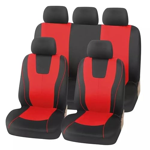 VALKEM Auto Schonbezüge für Suzuki SX4/SX4 S Cross/Kizashi/Alto/Baleno/Cappuccino, 5 Sitzer Stoff Sitzbezug Schonbezüge Sets Vorne Hinten Atmungsaktiv Rutschfester Innenraum Zubehör,C Red von VALKEM