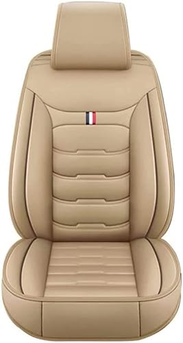 VALKEM Auto Sitzbezügesets für FIAT Grande Punto 2009-2012, 5 Sitzer Leder Wasserdicht Verschleißfest Atmungsaktiv Vorne Hinten Sitzschoner,Auto Accessories,D Beige von VALKEM