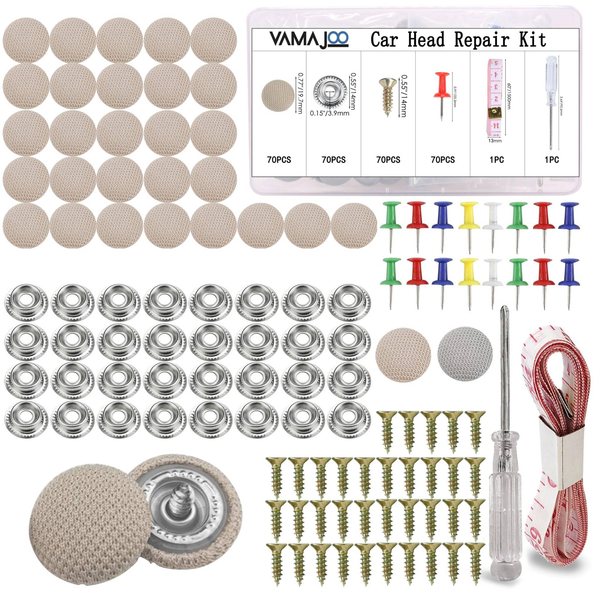 70pcs Stück Autodachnägel Beige - Dachhimmel Reparatur Set - Auto Himmel Reparieren - Autohimmel - Auto Dachhimmel Reparatur Set - Für alle Automodelle(70pcs Beige) von VAMAJOO