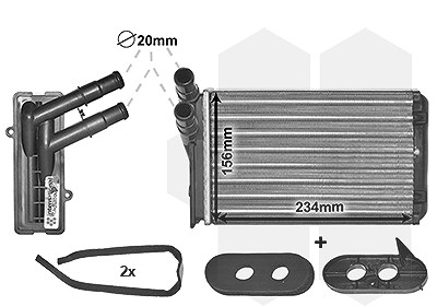 Van Wezel Heizungskühler [Hersteller-Nr. 58006060] für Audi, Seat, Skoda, VW von VAN WEZEL