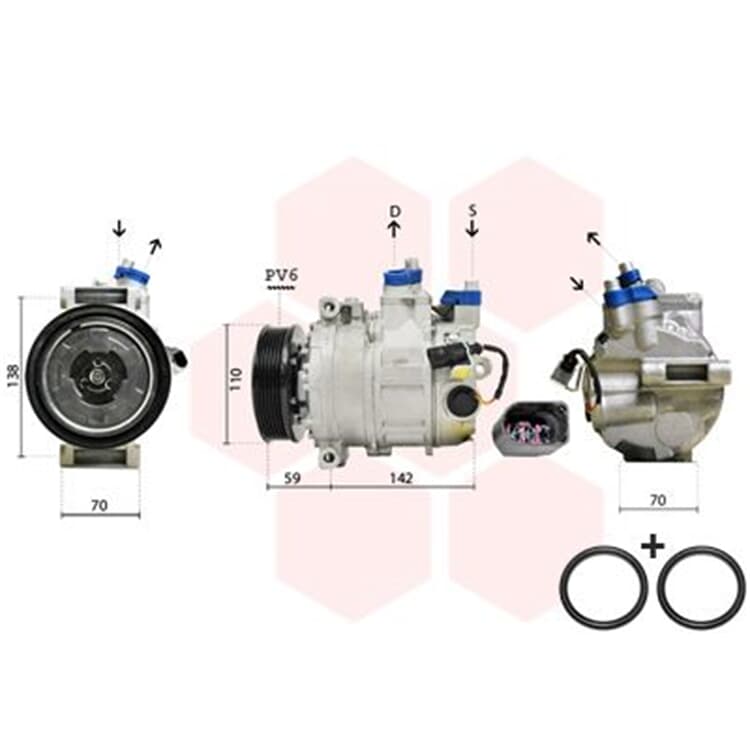 Van Wezel Klimakompressor Audi A1 A3 Q3 Seat Alhambra Skoda Octavia VW Golf von VAN WEZEL