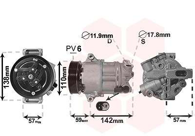 Van Wezel Kompressor, Klimaanlage [Hersteller-Nr. 0100K133] für Alfa Romeo, Fiat von VAN WEZEL