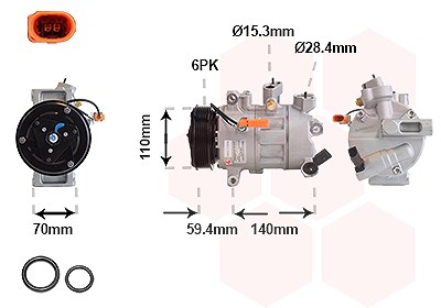 Van Wezel Kompressor, Klimaanlage [Hersteller-Nr. 0301K711] für Audi, Cupra, Seat, Skoda, VW von VAN WEZEL