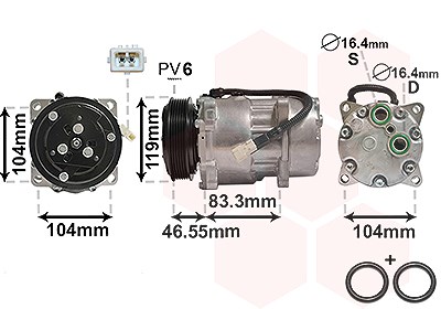 Van Wezel Kompressor, Klimaanlage [Hersteller-Nr. 0900K161] für Citroën, Fiat, Lancia, Peugeot von VAN WEZEL