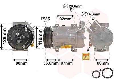 Van Wezel Kompressor, Klimaanlage [Hersteller-Nr. 0900K238] für Citroën, Fiat, Lancia, Peugeot von VAN WEZEL