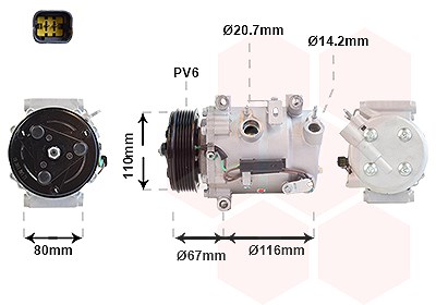 Van Wezel Kompressor, Klimaanlage [Hersteller-Nr. 0901K725] für Citroën, Fiat, Opel, Peugeot, Toyota von VAN WEZEL