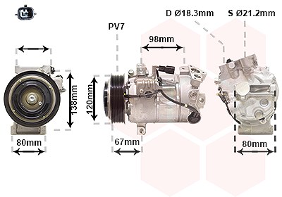 Van Wezel Kompressor, Klimaanlage [Hersteller-Nr. 1301K701] für Nissan, Renault von VAN WEZEL