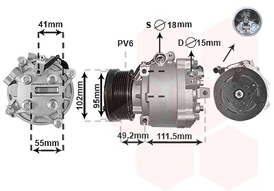 Van Wezel Kompressor, Klimaanlage [Hersteller-Nr. 3201K701] für Mitsubishi, Peugeot, Citroën von VAN WEZEL