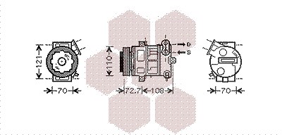 Van Wezel Kompressor, Klimaanlage [Hersteller-Nr. 3700K419] für Alfa Romeo, Fiat, Opel von VAN WEZEL