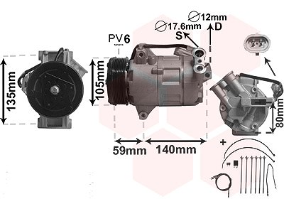 Van Wezel Kompressor, Klimaanlage [Hersteller-Nr. 3700K437] für Opel von VAN WEZEL